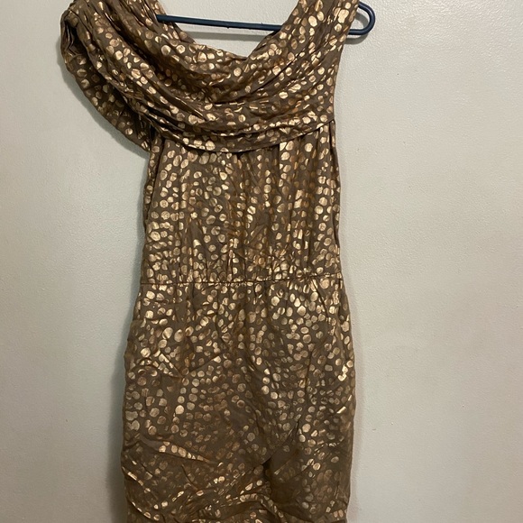 Sass & Bide Copper Dot Draped Dress Size 0 | Boho Indie Statement - Picture 4 of 7